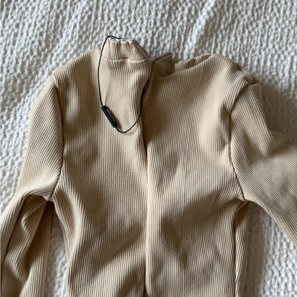Fashion Nova Beige Long Sleeve Romper - Picture 4 of 5